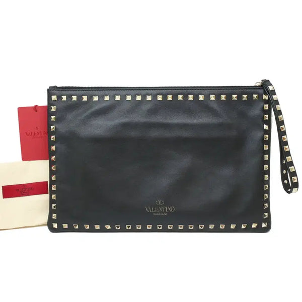 [BUNJANG] Valentino Rockstud Large Black Clutch Bag PW2B0147BOL Unisex / 발렌티노 락스터드 라지 블랙 클러치백 PW2B0147BOL 남여공용