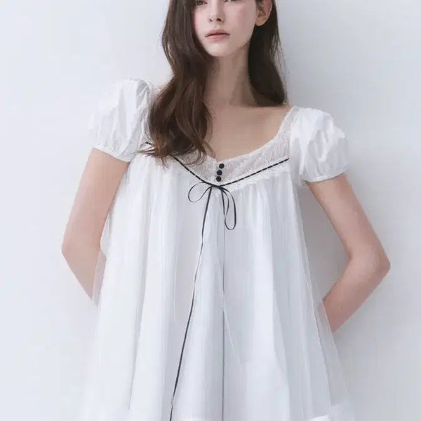 [BUNJANG] Thetis Veil Empire Dress White / 더티스 베일 엠파이얼 드레스 화이트