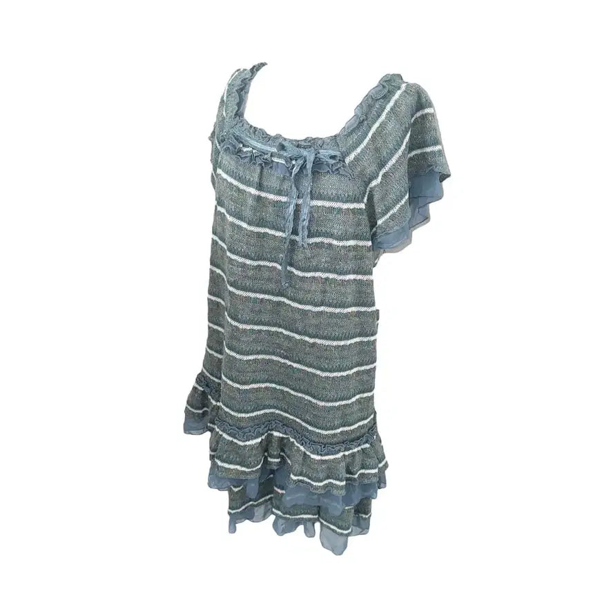 [BUNJANG] Mohair Frill Dress - Dusty Blue / 모헤어 프릴원피스 모리걸 빈티지 일본