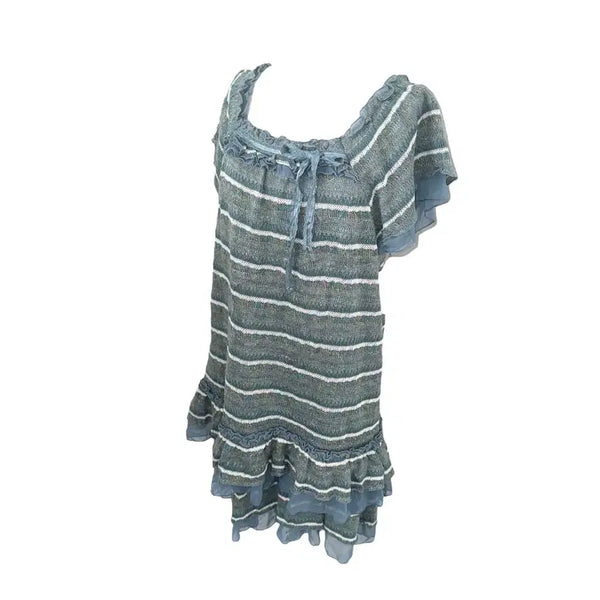 [BUNJANG] Mohair Frill Dress - Dusty Blue / 모헤어 프릴원피스 모리걸 빈티지 일본