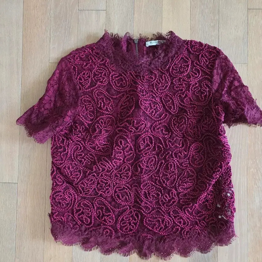 [BUNJANG] Zara Lace Blouse Burgundy L / 자라 레이스 블라우스 버건디 L 55 마른66