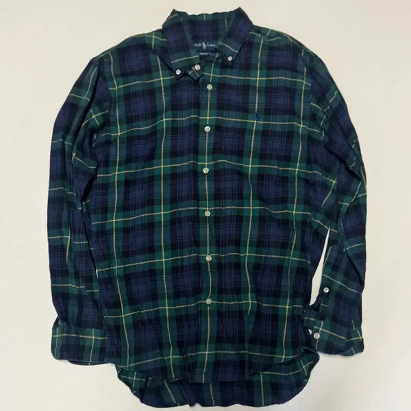 [BUNJANG] Polo Ralph Lauren Vintage Tartan Check Long Sleeve Cotton Shirt M / 정품!! 폴로 랄프로렌 올드스쿨 타단체크 긴팔 코튼 셔츠 M