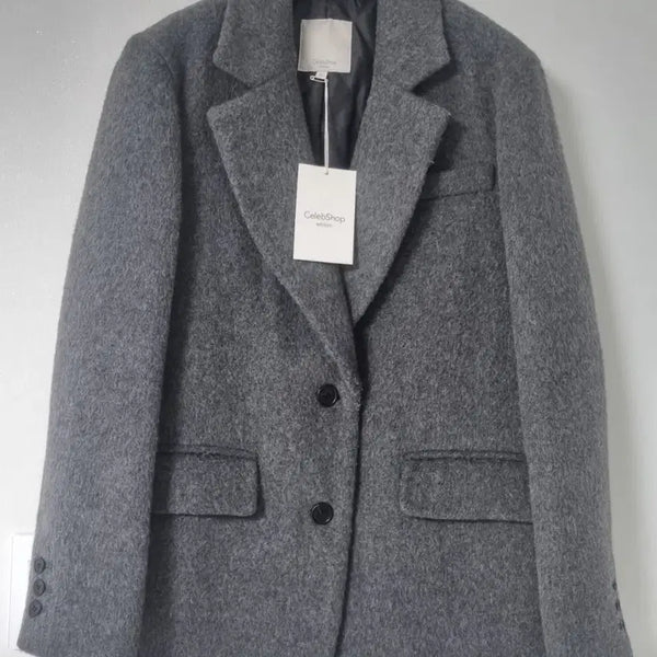 [BUNJANG] Celeb Shop Edition Alpaca Hairy Quilting Coat Charcoal Grey / (텍있는새상품) 셀렙샵에디션  알파카 헤어리 퀼팅 코트 (사은품증정)