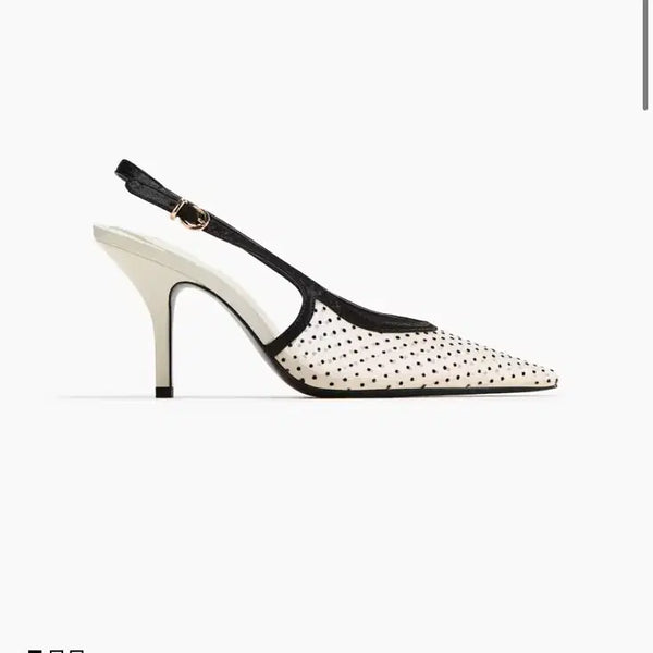 [BUNJANG] H&M Polka Dot Slingback Heels (Size 240-245mm) / h&m 도트 슬링백 힐 구두 240-245mm