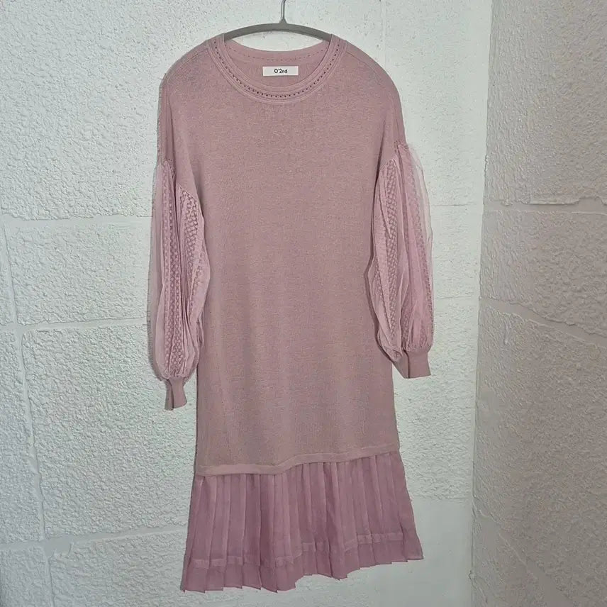 [BUNJANG] O'2nd Shirring Pleats Dress Pink / 한섬 오즈세컨O'2nd 셔링 플리츠 원피스 핑크