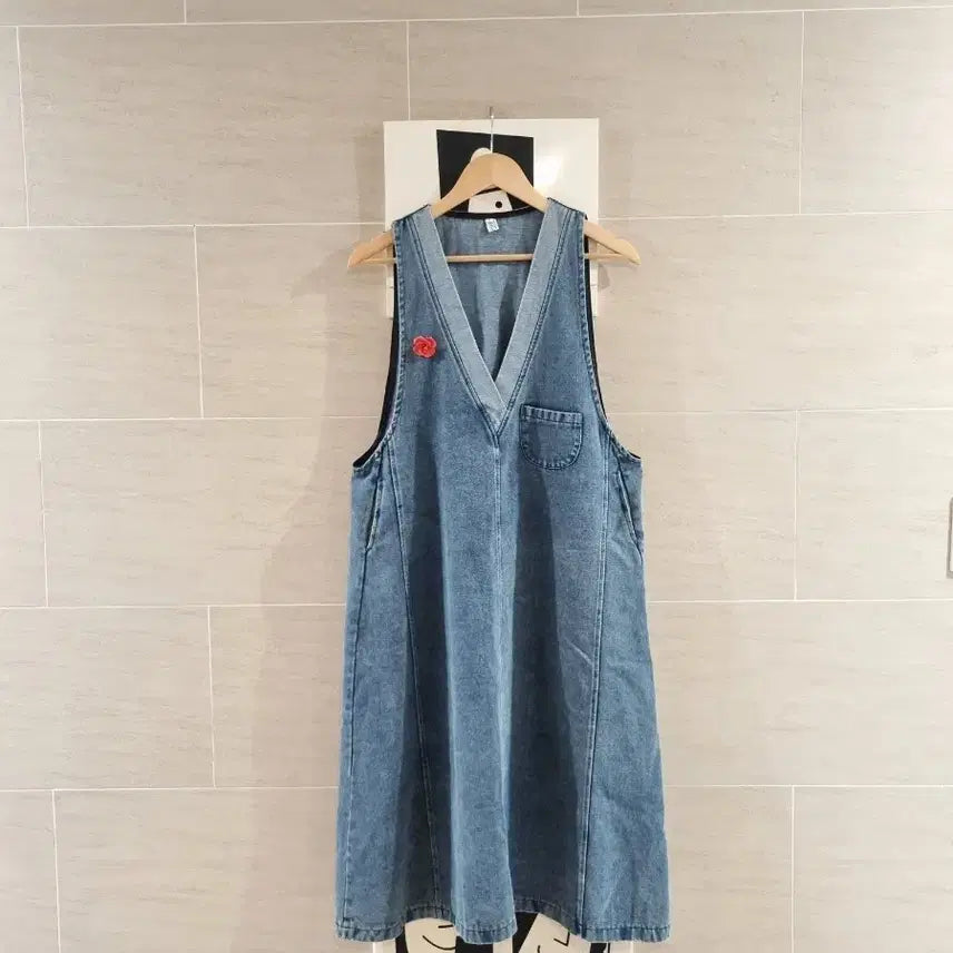 [BUNJANG] Denim Pinafore Long Dress / 데님 원피스 멜빵치마