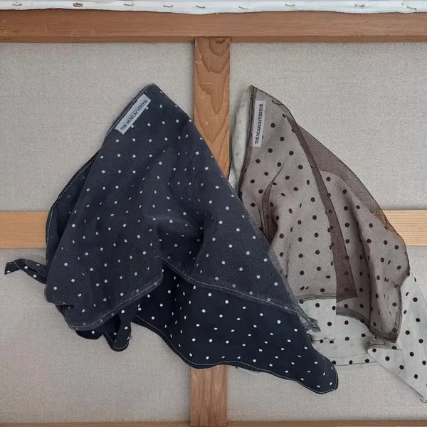 [BUNJANG] The Museum Visitor Layered Dot Scarf Bandana (Ivory Brown) / 더뮤지엄비지터 스카프/반다나 (아이보리브라운)