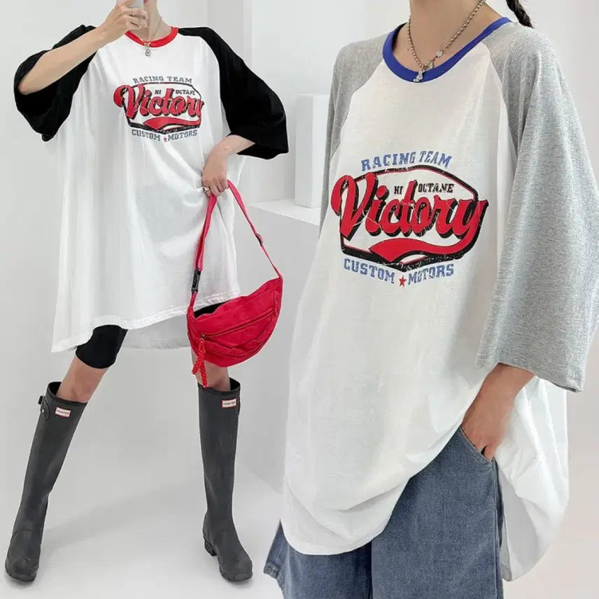 [BUNJANG] Victoria Raglan Loose Fit Short Sleeve T-Shirt / 새상품 빅토리아 나그랑 루즈핏 반팔 티셔츠 빅사이즈 가능 55-99
