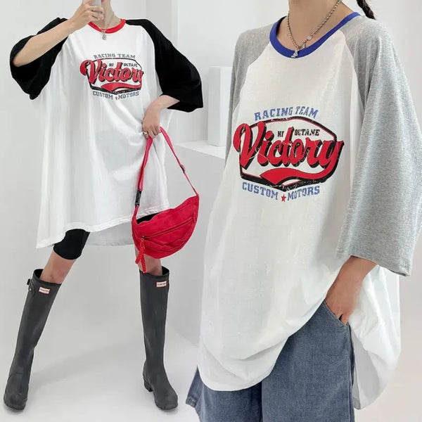 [BUNJANG] Victoria Raglan Loose Fit Short Sleeve T-Shirt / 새상품 빅토리아 나그랑 루즈핏 반팔 티셔츠 빅사이즈 가능 55-99
