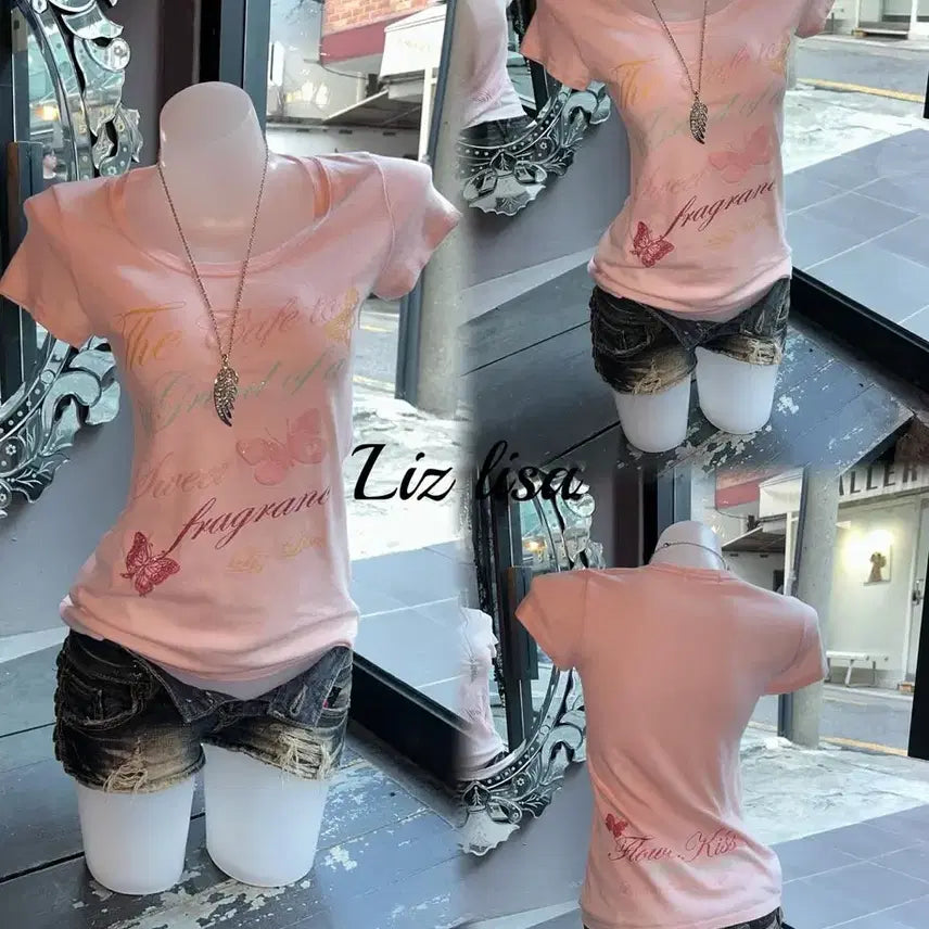 [BUNJANG] Liz Lisa Vintage Short Sleeve T-Shirt / 리즈리사 빈티지  반팔 티셔츠 히메갸루 라떼갸루 오네갸루 가