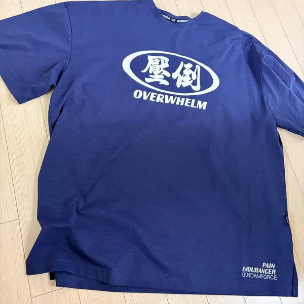 [BUNJANG] OVERWHELM Navy Graphic Print Long Sleeve T-Shirt / OVERWHELM 압도 반팔