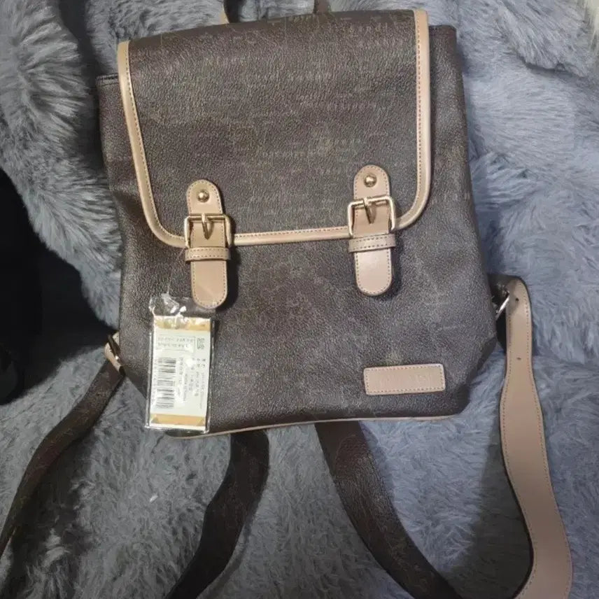 [BUNJANG] Prima Classe World Map Pattern Backpack Brown / 프리마클라쎄. 새상품.  가방백팩 갈색 세계지도 패턴