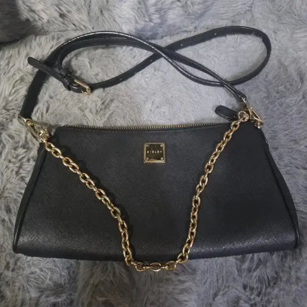 [BUNJANG] Sisley Women's Black Gold Chain Shoulder Bag / 시슬리 여성 숄더백. 가방. 블랙 금장 체인. 실 사용10회 미만