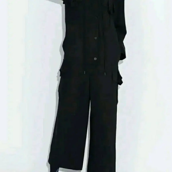 [BUNJANG] Lucky Chouette 20SS Wide Fit Black Jumpsuit / 20ss럭키슈에뜨  블랙 점프수트 38