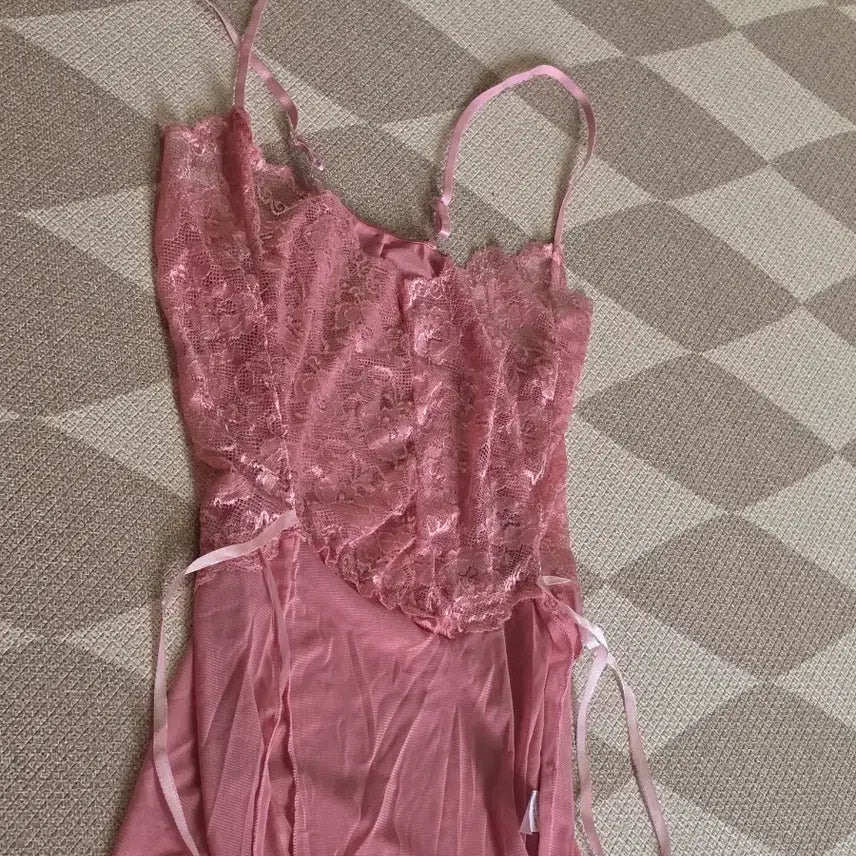 [BUNJANG] Lace Slip Dress - Pink / 레이스 슬립 핑크