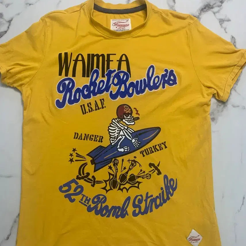 [BUNJANG] Waimea Rocket Bowlers Graphic T-Shirt Yellow / 와이엠에이 로켓볼러스 반팔 티셔츠 옐로우
