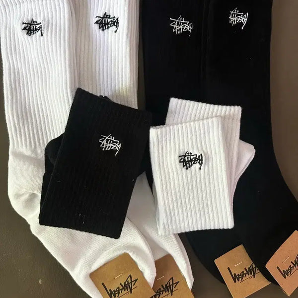 [BUNJANG] Stussy Long Socks Black/White (Set of 6) / 스투시 장목양말  블랙/화이트 6켤레 색상선택