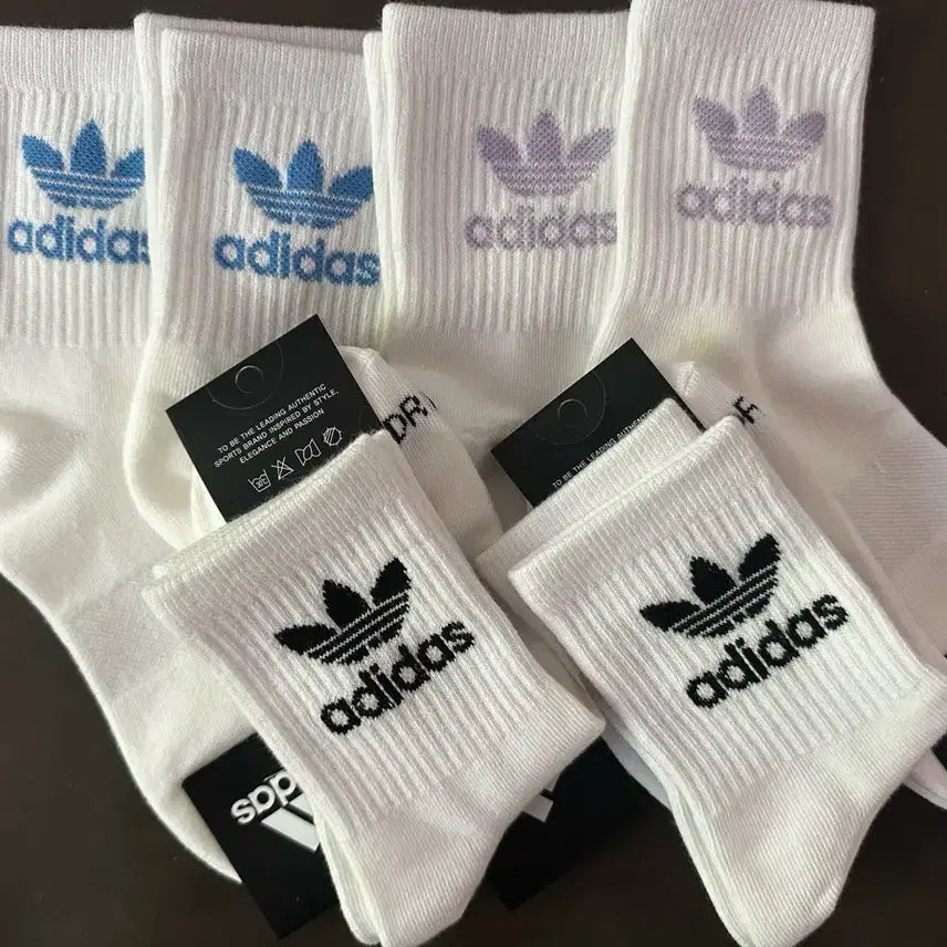 [BUNJANG] Adidas Mid-Calf Socks 6-Pair Set (Color Selection Available) / 아디다스 중목양말 화이트/블루/퍼플 6켤레 색상 선택가능