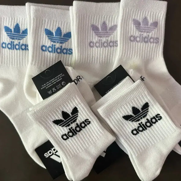 [BUNJANG] Adidas Mid-Calf Socks 6-Pair Set (Color Selection Available) / 아디다스 중목양말 화이트/블루/퍼플 6켤레 색상 선택가능