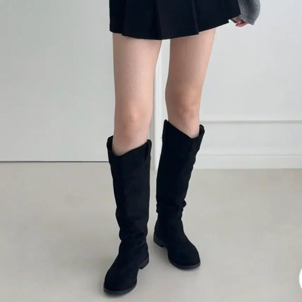[BUNJANG] Women's Suede Long Boots Black 250 / 여자 스웨이드 롱부츠 블랙 250 새상품 (굽 3cm)