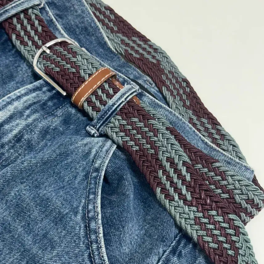 [BUNJANG] Vintage Two-Tone Woven Belt / 빈티지 투톤 벨트