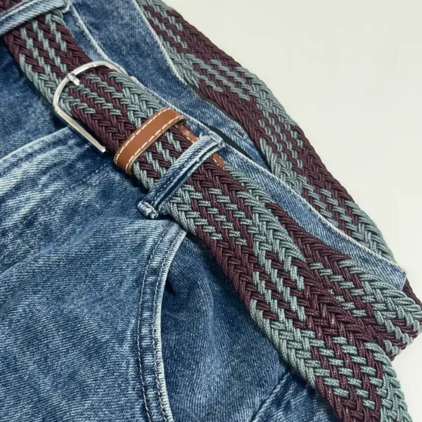 [BUNJANG] Vintage Two-Tone Woven Belt / 빈티지 투톤 벨트