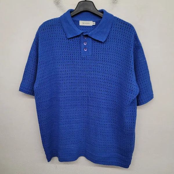 [BUNJANG] Middle Sleeve Knit Polo T-Shirt (XL) / [105/XL] Middle 반팔 니트 카라티