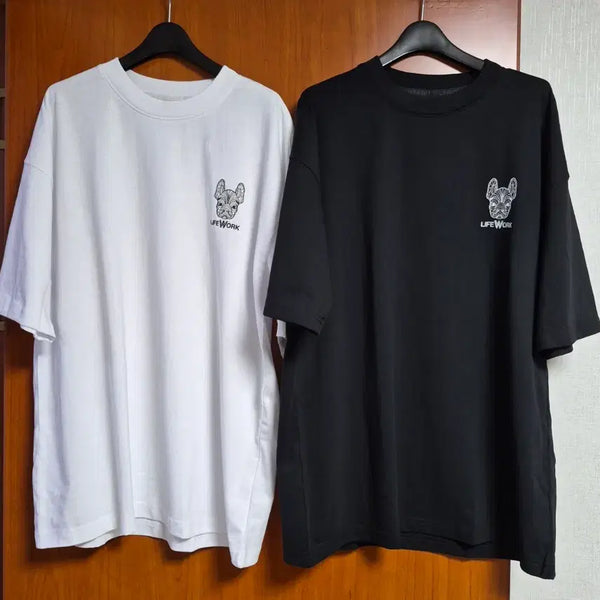 [BUNJANG] Life Work Dog Logo Short Sleeve T-Shirts (Set of 2) / 가격내림) 라이프워크 강아지 로고 반팔티 2종