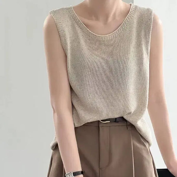 [BUNJANG] Sleek Summer Sleeveless Knit Top / 시크한 여름 민소매 니트