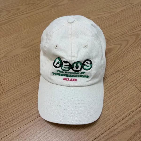 [BUNJANG] Deus Ex Machina Basic Logo Embroidered Cotton Baseball Cap / 데우스 볼캡 아이보리