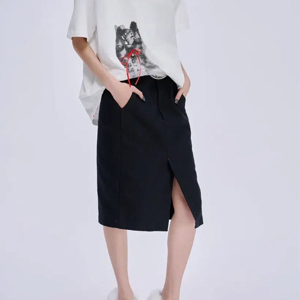 [BUNJANG] MARKGON Women's Cargo Pencil Skirt Black / 새상품) 마크공 우먼 카고 펜슬 스커트 블랙 (벨트 분실)