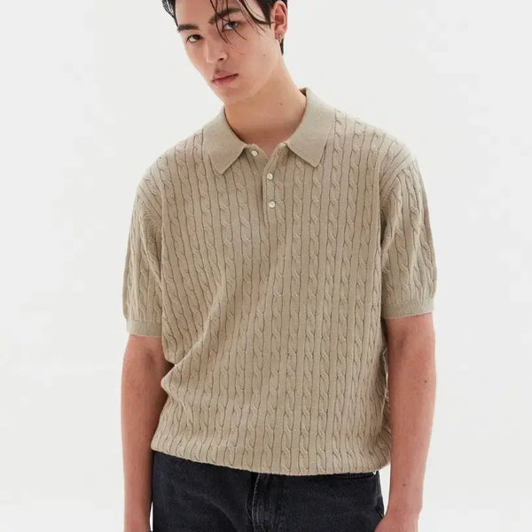 [BUNJANG] SUARE Cable Knit Short Sleeve Top XL / 수아레(SUARE) 케이블 반팔 니트 XL size