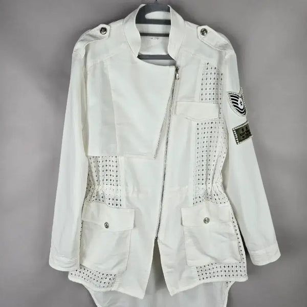 [BUNJANG] Egoist Women's Linen Span Wappen Half Jacket Size 55 White / [무료배송]에고이스트 55 여성 린넨 스판 와펜 하프 자켓