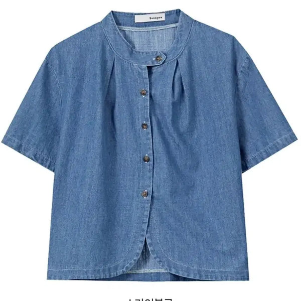 [BUNJANG] Bonispax Denim Blouse (Sky Blue) / Bonispax데님블라우스 (스카이블루)free