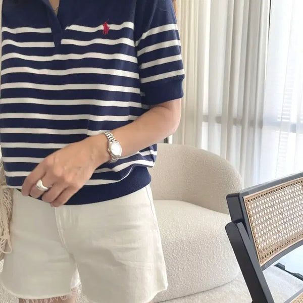 [BUNJANG] Polo Ralph Lauren Striped Terry Polo Shirt / 폴로 랄프로렌 스트라이프 테리 카라티