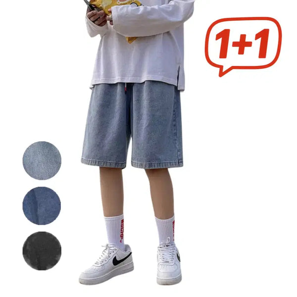 [BUNJANG] Women's Oversized Denim Bermuda Shorts with Waist String / 슬기로운 꾸안꾸 생활, 스타일은 데님 편함은 츄리닝! 오버핏 허리 스트링
