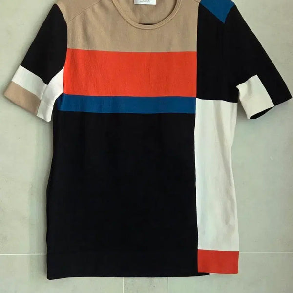 [BUNJANG] TIME Collection 100% Wool Color-Block Knit Sweater / 한섬 타임 모100 배색니트 프리사이즈택포