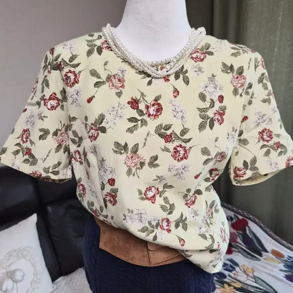 [BUNJANG] Hwasa Flower Loose Fit Blouse / [특가] 화사로운  플라워 루즈핏 블라우스