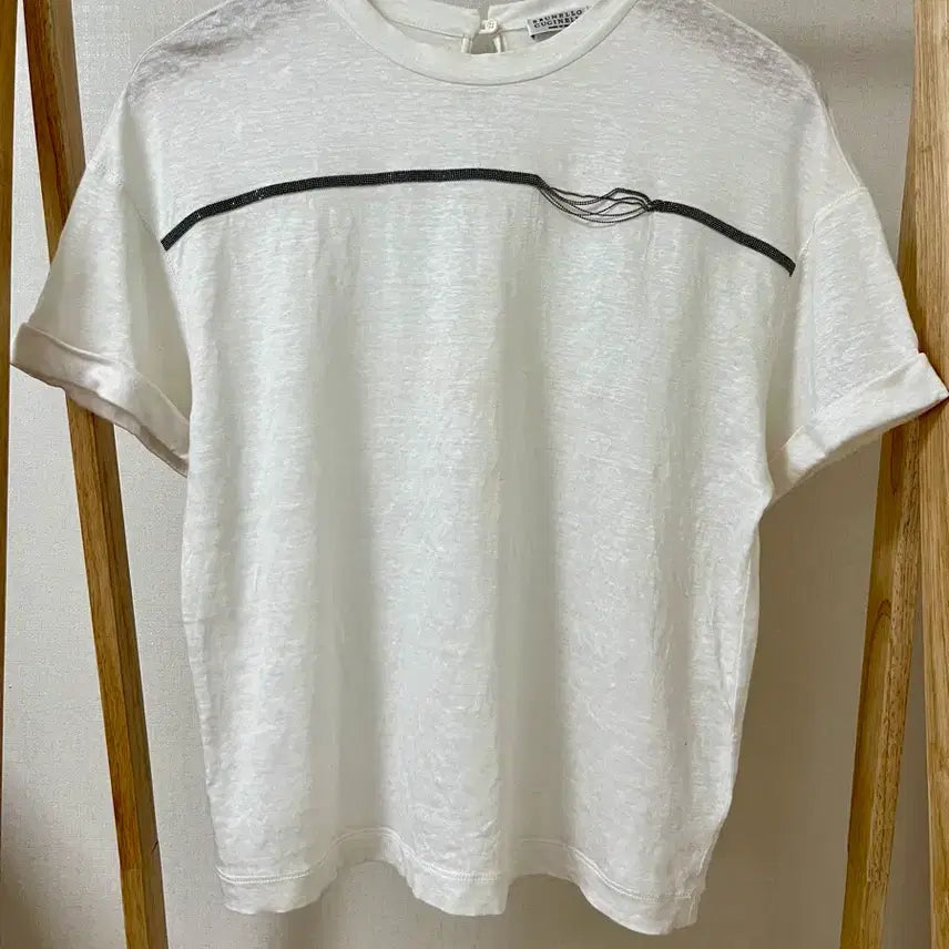 [BUNJANG] Brunello Cucinelli White Linen Silk Blend T-Shirt S / 브루넬로 쿠치넬리 화이트 리넨 실크 혼방 티셔츠 S 정품