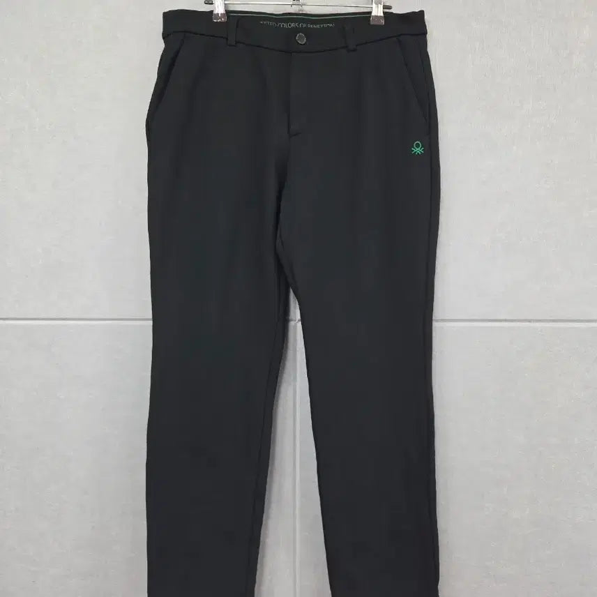 [BUNJANG] Benetton Black Spandex Brushed Slacks Pants / 베네통 블랙 스판 기모 슬랙스 팬츠