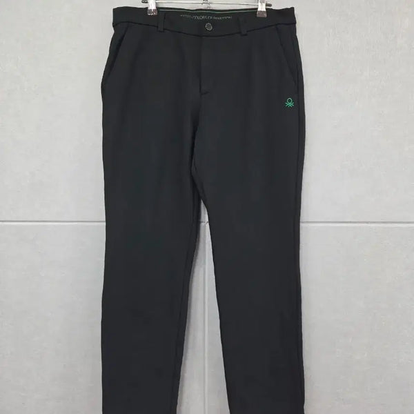 [BUNJANG] Benetton Black Spandex Brushed Slacks Pants / 베네통 블랙 스판 기모 슬랙스 팬츠