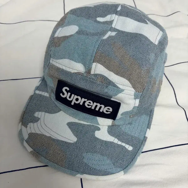 [BUNJANG] Supreme Washed Out Camo Camp Cap Blue Camo / 슈프림 워시드 아웃 카모 캠프캡 블루카모