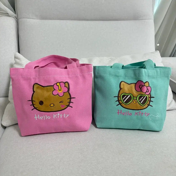 [BUNJANG] Hello Kitty Embroidered Canvas Tote Bag / 새상품 자수 키티 캔버스 토트백 가방