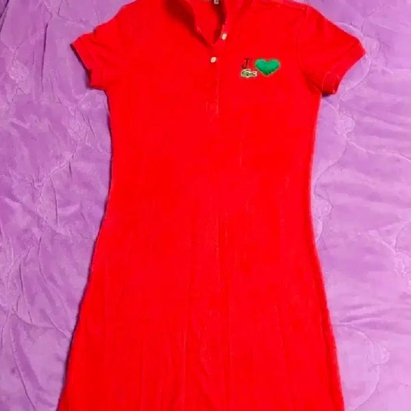 [BUNJANG] Lacoste Women's Pique Shirt Dress Orange Size 36 (44-55) / 여성 라코스테 피케티셔츠원피스 36사이즈 44~55