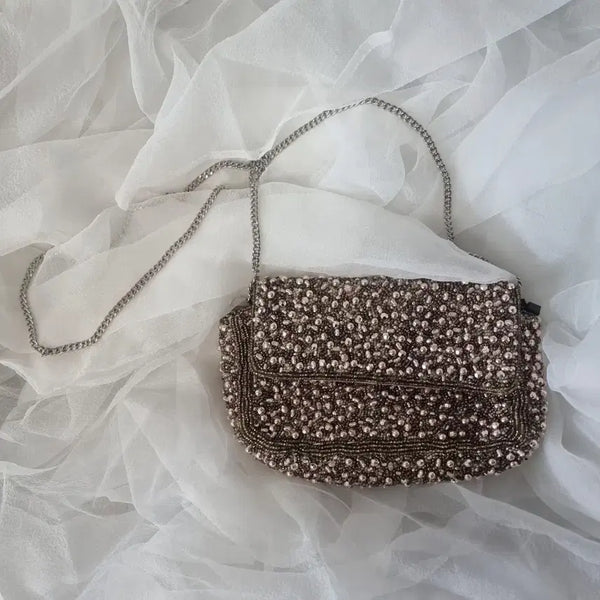 [BUNJANG] ZARA BASIC Beaded Chain Shoulder Bag / (새상품)ZARA BASIC 비즈 장식 체인 숄더백