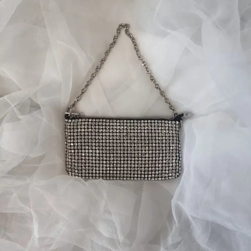 [BUNJANG] Sparkling Cubic Mini Chain Bag / (새상품)블링블링 큐빅 미니 체인백