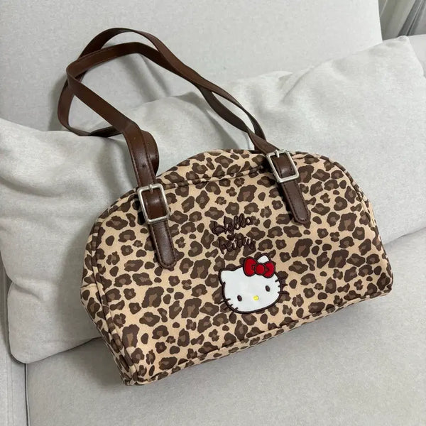 [BUNJANG] Authentic Large Capacity Leopard Print Kitty Shoulder Bag Boston Bag / 새상품 대용량 정품 호피 키티 숄더백 보스턴백 가방