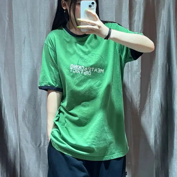 [BUNJANG] Vintage Green Printing Ringer T-Shirt XL / XL 빈티지 그린 프린팅 링거티
