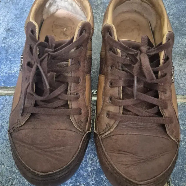 [BUNJANG] UGG Men's Vintage Brown Leather Sneakers (255-260) / UGG의 빈티지한 갈색 가죽 소재 남성용 255~260 스니커즈입니다.브