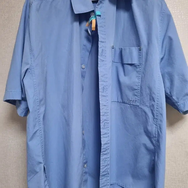 [BUNJANG] Wooyoungmi Blue Back Logo Short Sleeve Shirt Size 48 / [48] 우영미 블루 백로고 반팔 셔츠